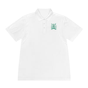 Men's Sport Polo — Small Green Viking Skull Logo Athletic Golf Shirt