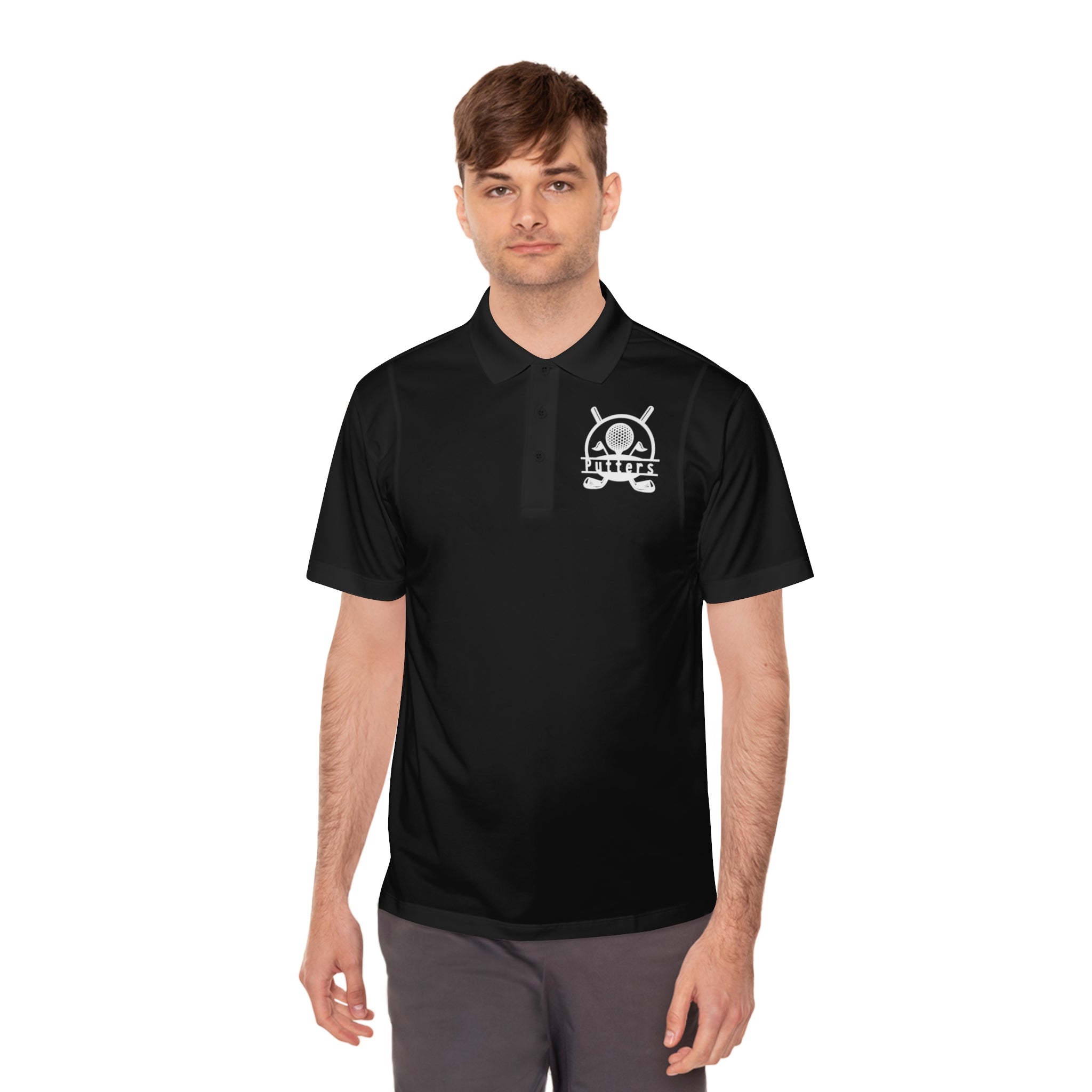 Men's Sport Polo — Small Green Viking Skull Logo Athletic Golf Shirt