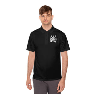 Men's Sport Polo — Small Green Viking Skull Logo Athletic Golf Shirt
