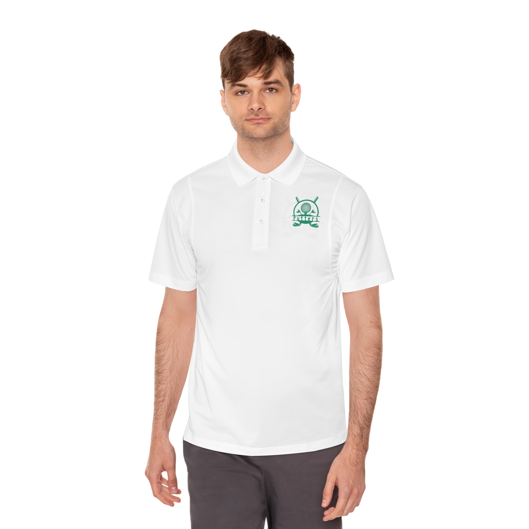 Men's Sport Polo — Small Green Viking Skull Logo Athletic Golf Shirt