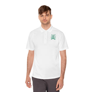 Men's Sport Polo — Small Green Viking Skull Logo Athletic Golf Shirt