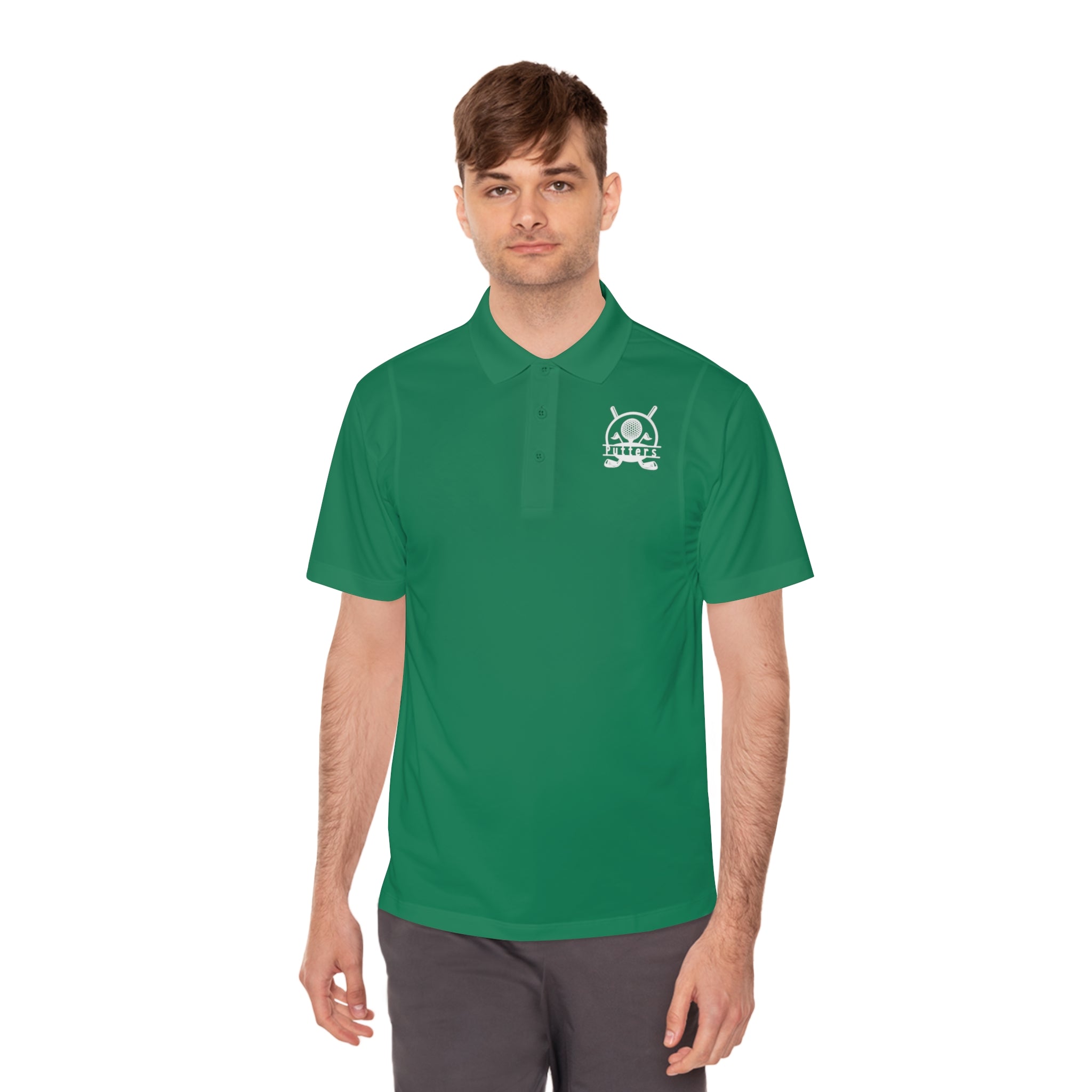 Men's Sport Polo — Small Green Viking Skull Logo Athletic Golf Shirt